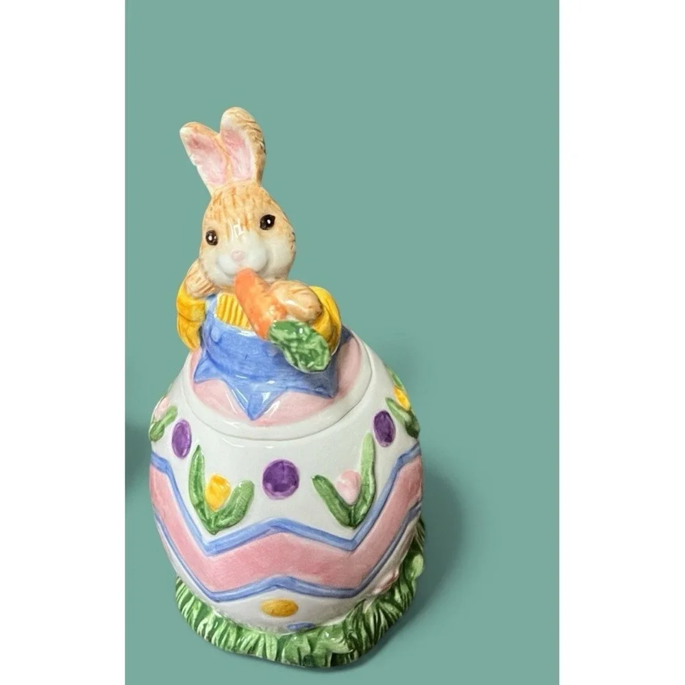 Fitz & Floyd Omnibus‎ Egg-Spress Bunny Rabbit Creamer And Sugar Bowl Spring READ
